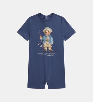 Combishort Polo Bear jersey de coton imprimé - Polo Ralph Lauren - Bleu