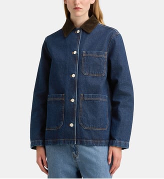 Veste droite Balmoral denim coton - Galeries Lafayette - Bleu moyen