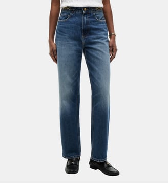 Jean crop tapered taille haute fantaisie - Tommy Hilfiger - Bleu moyen