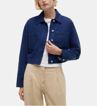 Veste courte twill mélangé - Tommy Hilfiger - Bleu foncé