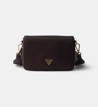 Sac à bandoulière en cuir signature - Prada - Marron foncé