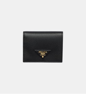 Petit portefeuille en cuir signature - Prada - Noir