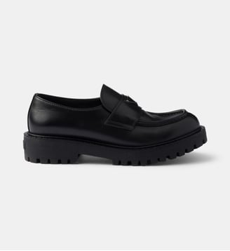 Mocassins en cuir signature semelle crantée - Prada - Noir