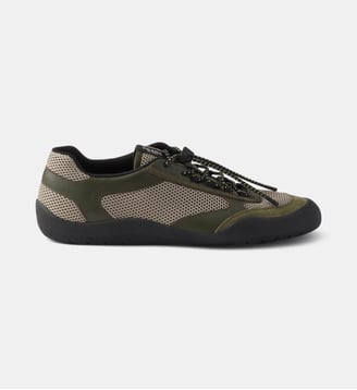 Baskets basses Speedrock en cuir et mesh - Prada - Vert