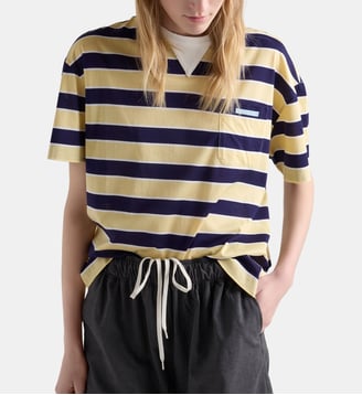 T-shirt oversize en coton à rayures bayadère - Prada - Bleu