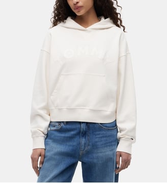 Sweat droit à capuche - Tommy Hilfiger - Crème