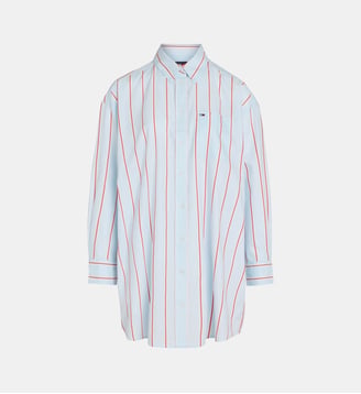 Robe chemise ample rayures coton - Tommy Hilfiger - Bleu et blanc