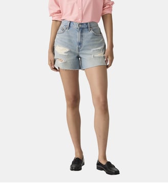 Short droit coton denim délavé usé - Levi's - Bleu clair