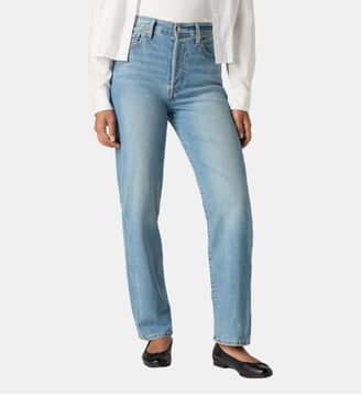 Jean droit délavé taille haute - Levi's - Bleu clair