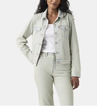 Veste courte droite en denim délavé - Levi's - Bleu clair