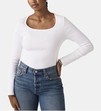 T-shirt ajusté côtelé manches longues - Levi's - Blanc