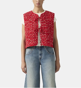 Gilet court droit sans manches imprimé floral - Levi's - Rouge