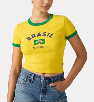 T-shirt court droit Brésil - Levi's - Jaune