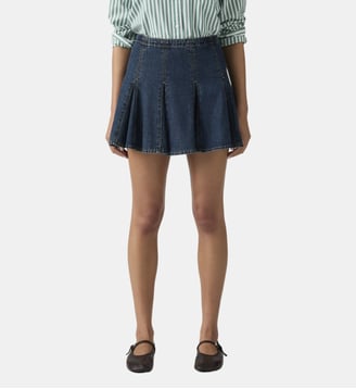 Jupe courte plissée coton denim mélangé - Levi's - Bleu brut