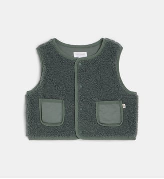 Gilet sans manches Vamo effet sherpa à boutons pression - Cadet Rousselle - Vert