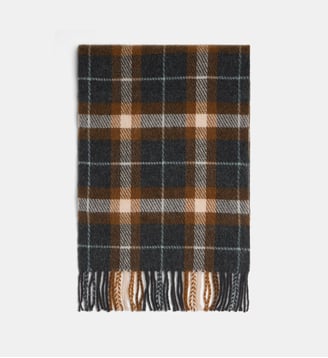 Echarpe douce Bruno carreaux et franges  - Galeries Lafayette - Gris et marron