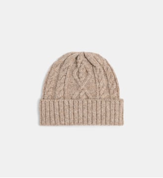Bonnet Buket en maille à torsades - Galeries Lafayette - Beige