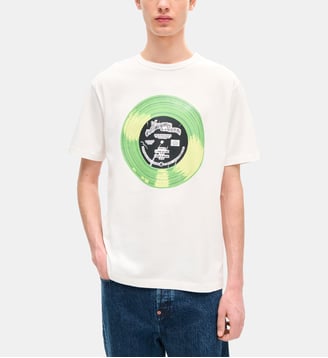 T-shirt droit coton imprimé disque - Kenzo - Off white