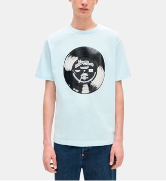 T-shirt droit coton imprimé disque - Kenzo - Light blue