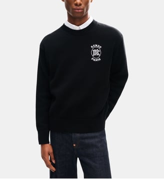 Pull droit maille coton broderie K - Kenzo - Black