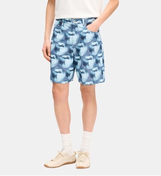 Short droit coton imprimé pommes - Kenzo - Light blue