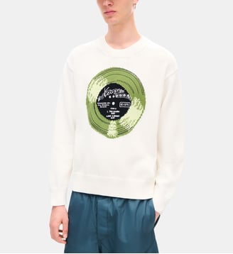 Pull droit coton imprimé disque - Kenzo - Off white