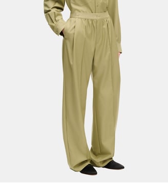 Pantalon droit Taille élastique en laine - Kenzo - Kaki