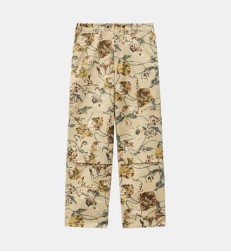 Pantalon droit motif floral en coton - Kenzo - Beige
