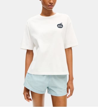 T-shirt loose coton pomme signature - Kenzo - Off white