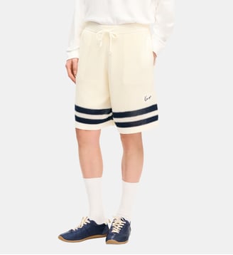 Short droit maille crochet à rayures - Kenzo - Blanc et bleu