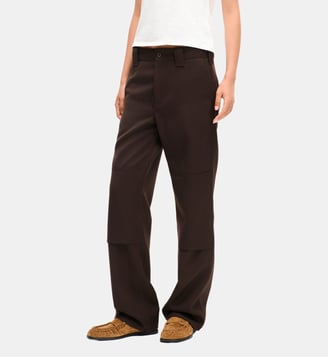 Pantalon droit en laine - Kenzo - Dark brown