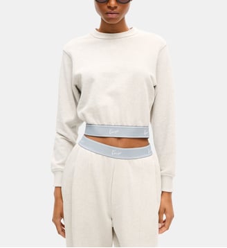 Sweat droit court signature - Kenzo - Gris clair