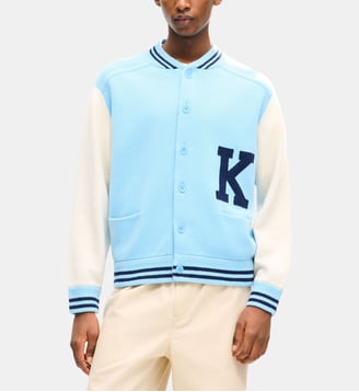 Cardigan droit laine bicolore - Kenzo - Light blue
