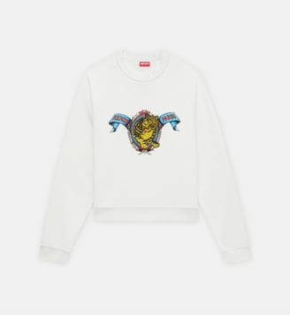 Sweat droit coton signature tigre - Kenzo - Off white