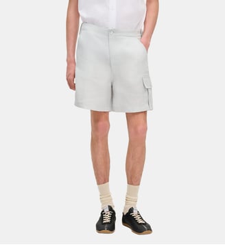 Short cargo droit en lin mélangé - Kenzo - Gris clair