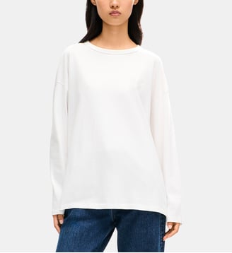 T-shirt droit coton manches longues broderie K - Kenzo - Off white