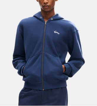 Sweat droit coton zippé capuche Tour Eiffel - Kenzo - Bleu marine