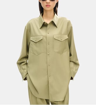 Surchemise droite en laine poche plaquée - Kenzo - Kaki