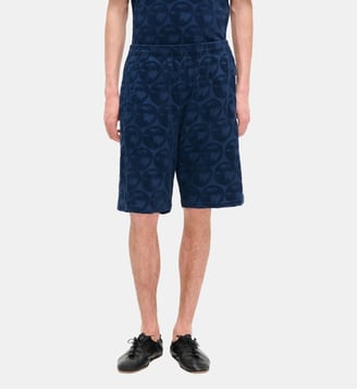 Short droit coton jacquard pommes - Kenzo - Bleu foncé