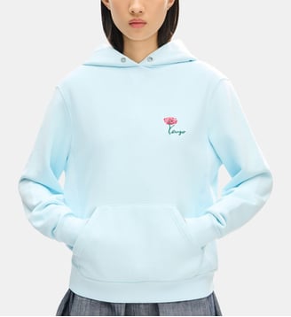 Sweat droit à capuche imprimé signature - Kenzo - Light blue