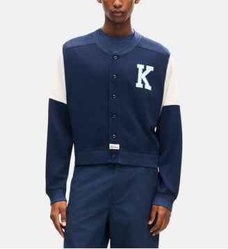 Blouson court bicolore pressionné - Kenzo - Bleu et blanc