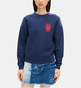 Sweat Paris Emblem droit en coton signature  - Kenzo - Bleu et noir