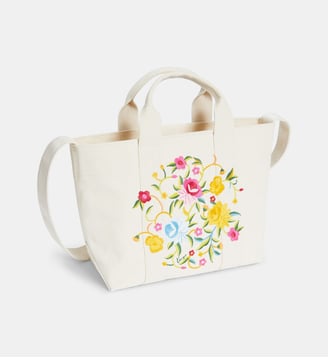 Tote bag en coton imprimé floral - Kenzo - Blanc et multicolore