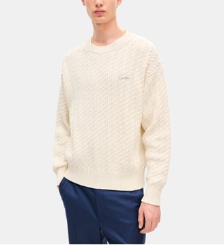 Jumper maille tressée en coton mélangé signature - Kenzo - Off white