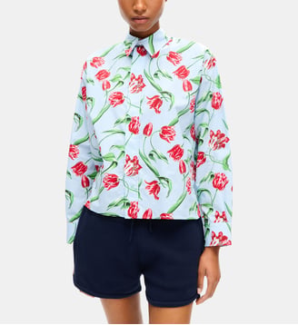 Chemise Tulip droite en coton imprimé - Kenzo - Light blue