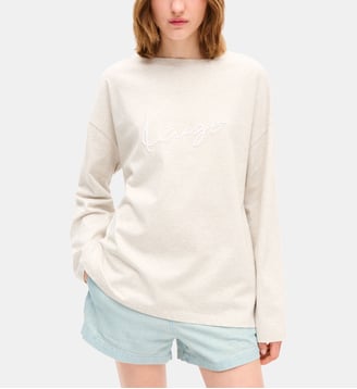 T-Shirt à manches longues droit en coton signature - Kenzo - Gris clair