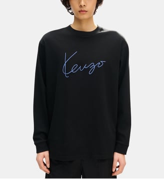 T-shirt à manches longues droit en coton signature - Kenzo - Black