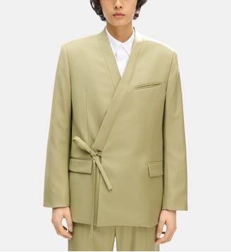 Veste kimono droit en laine - Kenzo - Kaki