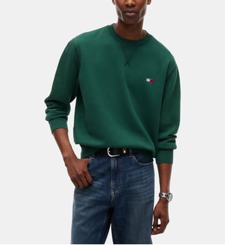 Sweat droit logo drapeau - Tommy Hilfiger - Vert anglais