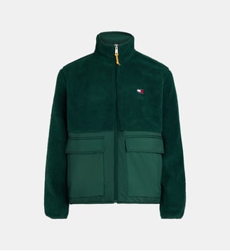 Blouson Teddy Mixed Sherpa - Tommy Hilfiger - Vert anglais
